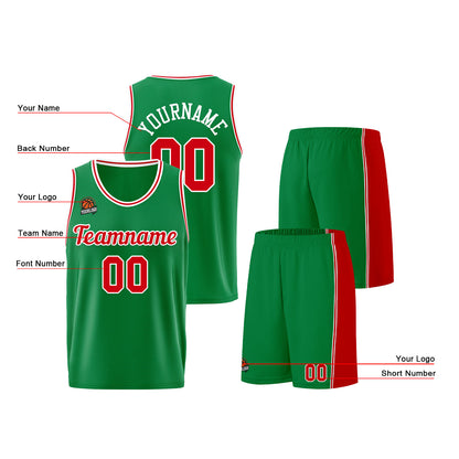 Custom Kelly Green Red Basketball Jersey for Men Women Adult Youth Stitched Name Number Logo