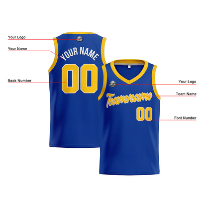 Custom Royal Yellow Basketball Jersey for Men Women Adult Youth Stitched Name Number Logo