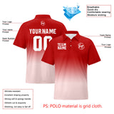 Custom Red Light Pink Football Gradient Polo Shirts  Add Your Unique Logo/Name/Number