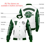 Custom White Green Varsity Jackets for Men Women Youth Personalized Letterman Jackets