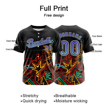 Custom Black Purple Button Down Baseball Jersey for Men Women Adult Youth Print Name Number Logo