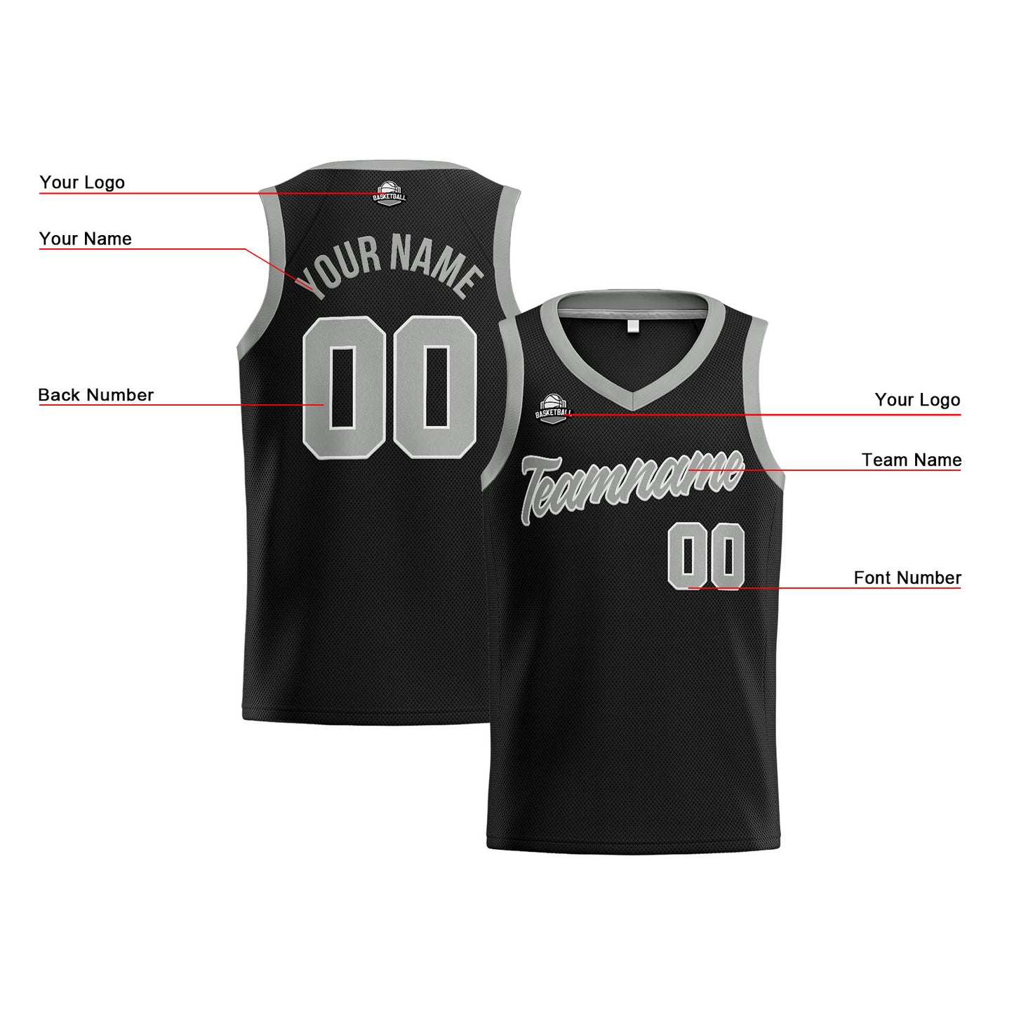 Custom Black Gray Basketball Jersey for Men Women Adult Youth Stitched Name Number Logo