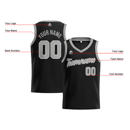 Custom Black Gray Basketball Jersey for Men Women Adult Youth Stitched Name Number Logo