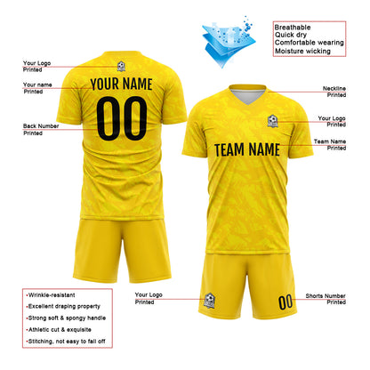 Custom Yellow Uniform Jersey Kids Adults Personalized Set Jersey Shirt