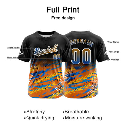 Custom Black Orange Button Down Baseball Jersey for Men Women Adult Youth Print Name Number Logo