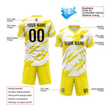 Custom Soccer Uniform Jersey Kids Adults Personalized Set Jersey Worn&Yellow&white