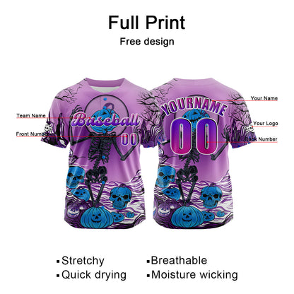 Custom Purple Button Down Baseball Jersey for Men Women Adult Youth Print Name Number Logo