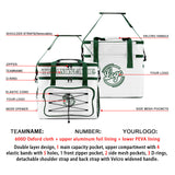 Custom White Dark Green Double Layer Insulated Cooler Bag - 600D Oxford Waterproof Picnic Tote for Camping, Hiking & BBQ - Large Capacity Thermal Lunch Bag