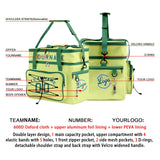 Custom Green White All-Over Print Double Layer Insulated Cooler Bag - Waterproof 600D Oxford Picnic Tote for Team Events & Outdoor BBQ