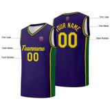 Custom basketball jersey shorts for men and women. Embroidered and printed name, number and logo Purple