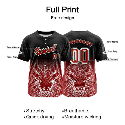 Custom Black Button Down Baseball Jersey for Men Women Adult Youth Print Name Number Logo