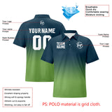 Custom Green Grass Green Football Gradient Polo Shirts  Add Your Unique Logo/Name/Number