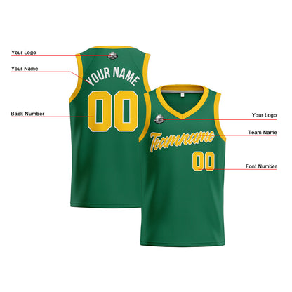 Custom Green Yellow Basketball Jersey for Men Women Adult Youth Stitched Name Number Logo