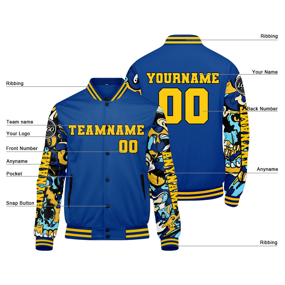 Custom Royal Varsity Jackets for Men Women Youth Personalized Letterman Jackets