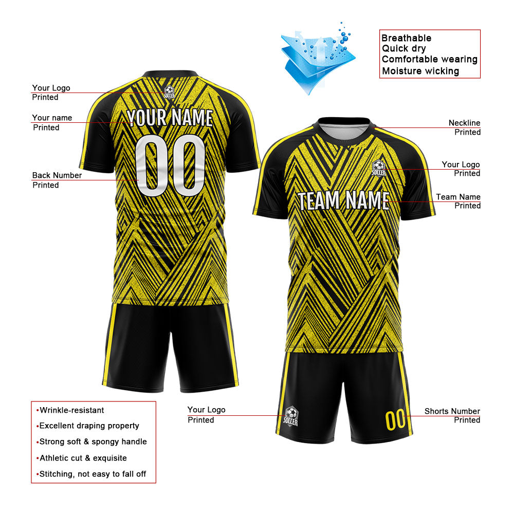 Custom Soccer Uniform Jersey Kids Adults Personalized Set Jersey Yellow&Black