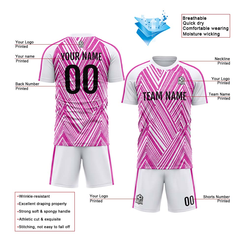 Custom Soccer Uniform Jersey Kids Adults Personalized Set Jersey Rose&White