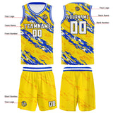 Custom Yellow Blue Reversible Basketball Suit for Adults and Kids Personalized Jersey