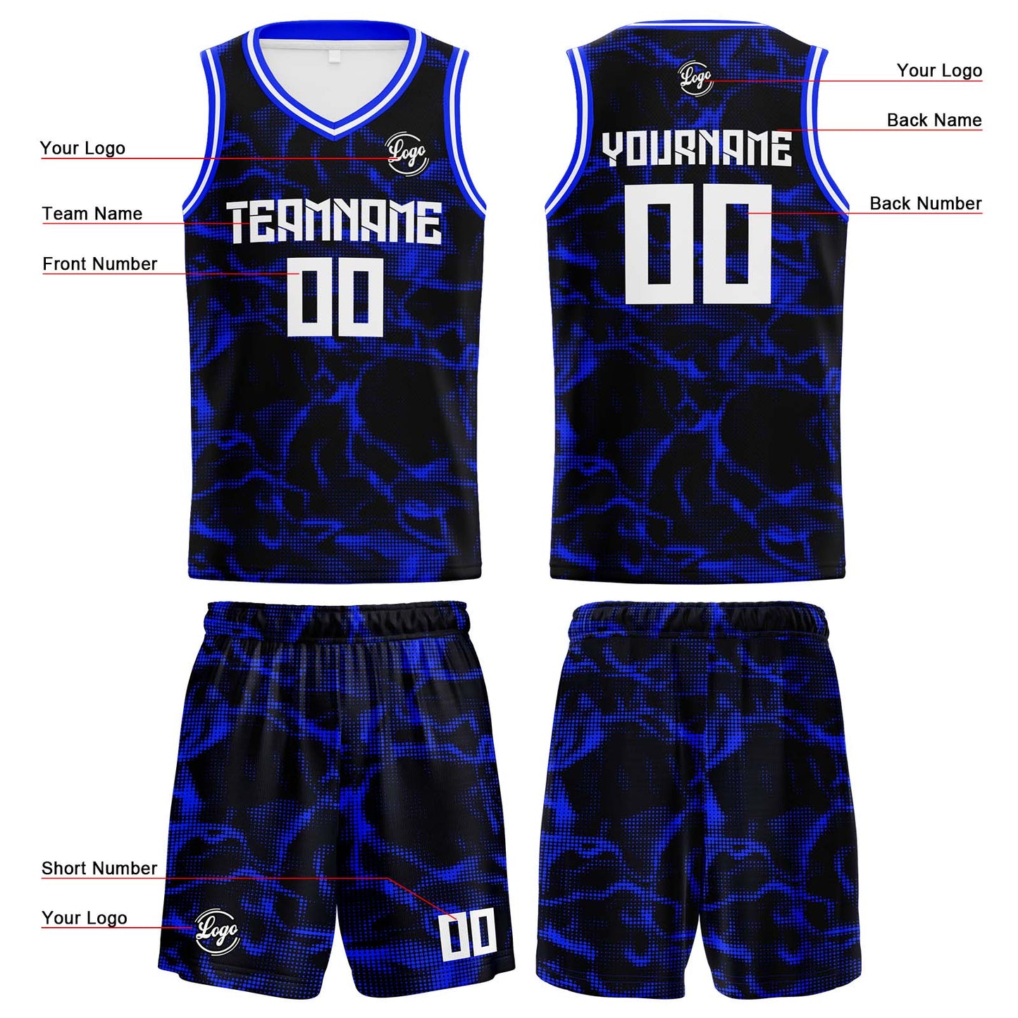 Custom Navy Royal Basketball Jersey Uniform Suit Printed Your Logo Name Number
