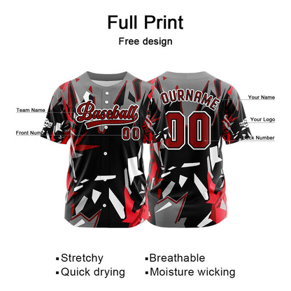 Custom Black Button Down Baseball Jersey for Men Women Adult Youth Print Name Number Logo