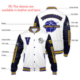 Custom White Dull Blue Varsity Jackets for Men Women Youth Personalized Letterman Jackets