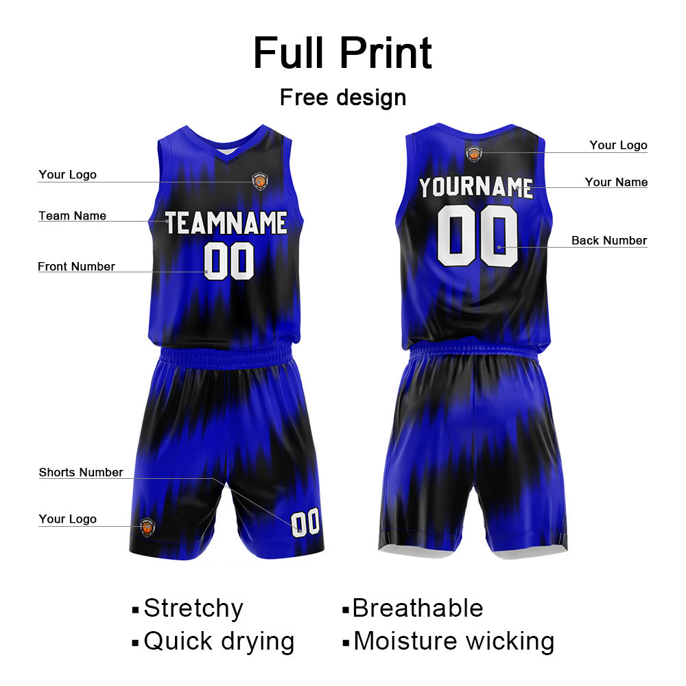 Custom Royal Reversible Basketball Suit for Adults and Kids Personalized Jersey