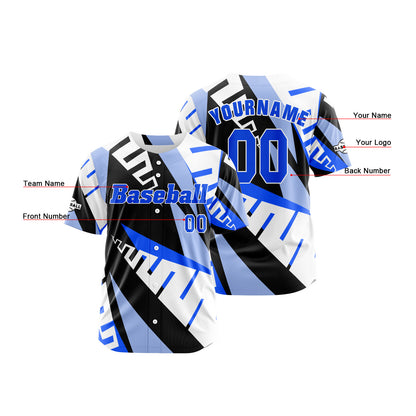 Custom Blue Button Down Baseball Jersey for Men Women Adult Youth Print Name Number Logo