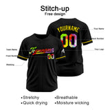 Custom Black Baseball Jersey Stitched Design Personalized Hip Hop Baseball Shirts