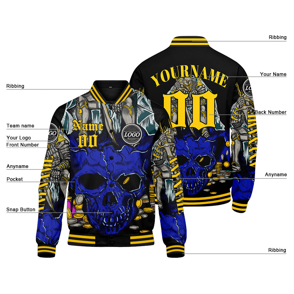 Custom Royal Yellow Varsity Jackets for Men Women Youth Personalized Letterman Jackets