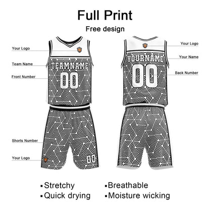 Custom White Black Basketball Jersey Uniform Suit Printed Your Logo Name Number