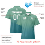Custom Light Green Cyan Football Gradient Polo Shirts  Add Your Unique Logo/Name/Number