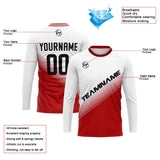 Custom Basketball Soccer Football Shooting Long T-Shirt for Adults and Kids White&Red