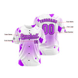 Custom White Purple Button Down Baseball Jersey for Men Women Adult Youth Print Name Number Logo