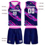 Custom Navy Pink Reversible Basketball Suit for Adults and Kids Personalized Jersey