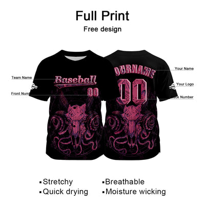 Custom Black Baseball Jersey Print Personalized Name, Number and Logo