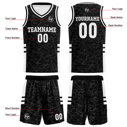 Custom Black Reversible Basketball Suit for Adults and Kids Personalized Jersey