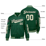 Custom Green Cream Varsity Jackets for Men Women Youth Personalized Letterman Jackets