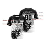 Custom White Black Button Down Baseball Jersey for Men Women Adult Youth Print Name Number Logo
