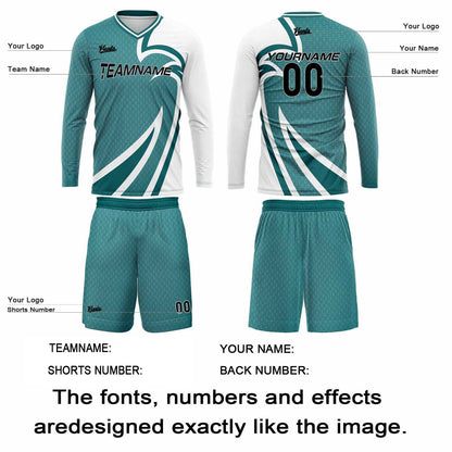 Custom Teal Basketball Soccer Football Shooting Long T-Shirt for Adults and Kids