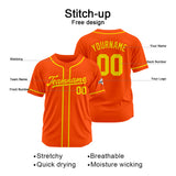 Custom Baseball Jersey Stitched Design Personalized Hip Hop Baseball Shirts Orange-Yellow