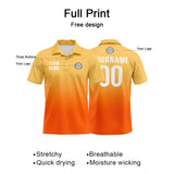 Custom Orange Football Gradient Polo Shirts  Add Your Unique Logo/Name/Number