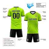 Custom Soccer Uniform Jersey Kids Adults Personalized Set Jersey Neon Green&Black Wave