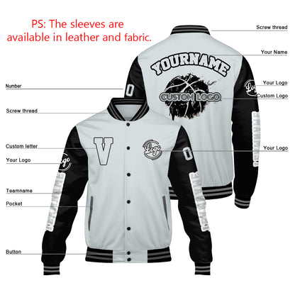 Custom Grey Black Varsity Jackets for Men Women Youth Personalized Letterman Jackets