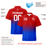 Custom Red Blue Football Gradient Polo Shirts  Add Your Unique Logo/Name/Number