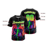 Custom Black Green Button Down Baseball Jersey for Men Women Adult Youth Print Name Number Logo