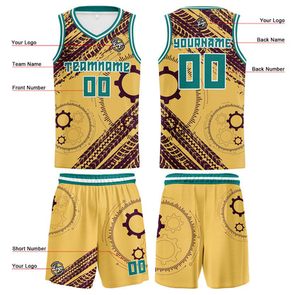 Custom Light Yellow Brown Basketball Jersey Uniform Suit Printed Your Logo Name Number
