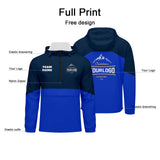 Custom Navy Blue Windproof Softshell  Hooded Jacket - Lightweight Full - Zip, Full Print Logos & Texts
