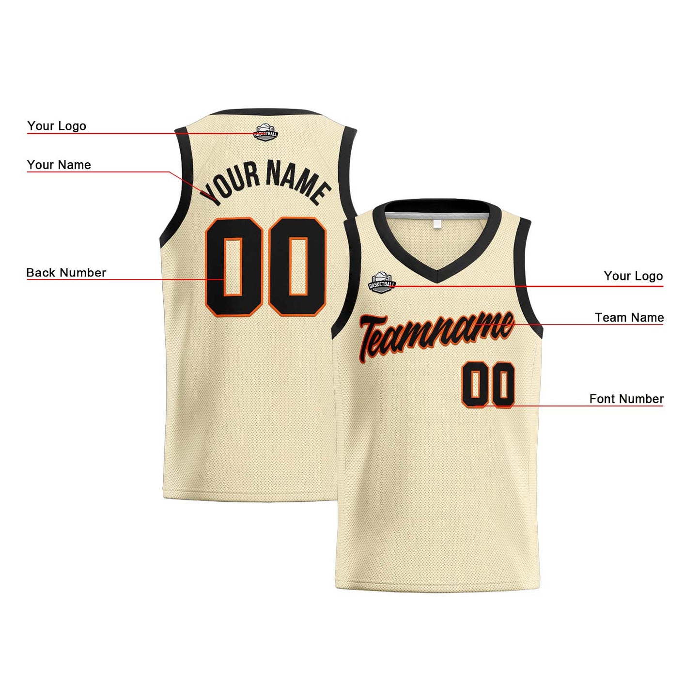 Custom Cream Black Basketball Jersey for Men Women Adult Youth Stitched Name Number Logo