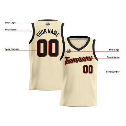 Custom Cream Black Basketball Jersey for Men Women Adult Youth Stitched Name Number Logo