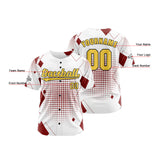 Custom White Red Button Down Baseball Jersey for Men Women Adult Youth Print Name Number Logo