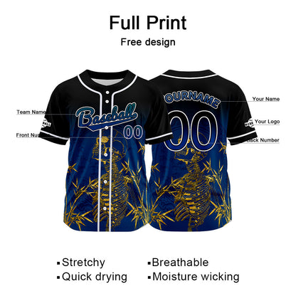 Custom Black Button Down Baseball Jersey for Men Women Adult Youth Print Name Number Logo